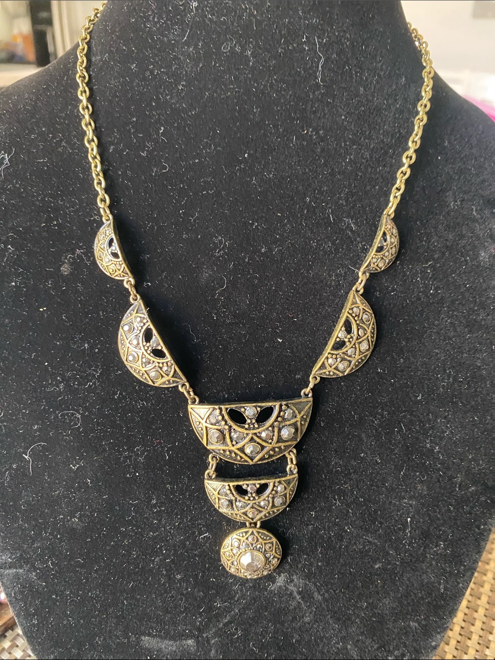 Gold-Tone Filigree Statement Pendant Necklace